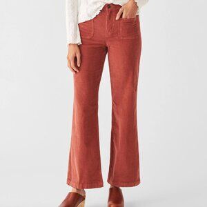 Faherty Women's Rust Stretch Cord Patch Pocket Bootleg Leg Pants 27